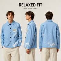 Vestes pour hommes en toile de marque premium, personnalisées, vintage, à col rabattu, avec broderie appliquée et motifs dessinés à la main, avec poches, style streetwear, OEM ODM