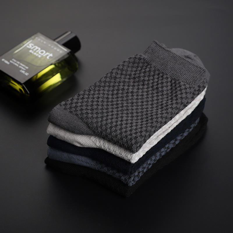 Wholesale High Quality Solid Color Customizable logo Bamboo Calcetin Men Crew Business Dress Socks