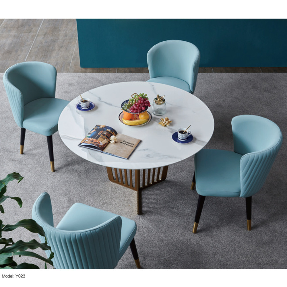 Marble Plinth Round Coffee Table Luxury Solid Dining Tables
