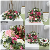 DKB Vente en gros de roses artificielles en soie, pivoines, hortensias, boules de fleurs roses et blanches pour la décoration de mariage, centre de table