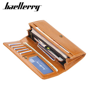 Portefeuille long pour femme Baellerry en cuir PU, multi-emplacements pour cartes, fermeture éclair, grande capacité, sac à main rétro, bordeaux - Product Image 2