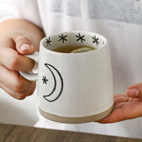 Mug à café en céramique écologique, tasse à thé en porcelaine peinte à la main, beige mat, 301-400 ml, passe au lave-vaisselle et au micro-ondes, style européen