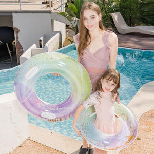 Flotador Inflable con Diseño de Pintura a Tinta con Lentejuelas, Anillo de Natación Engrosado para Piscina y Parque Acuático, Uso Unisex para Adultos, Ecológico - Product Image 2