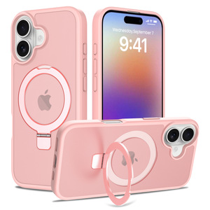 Coque de téléphone antichoc fine en PC rigide translucide dépolie pour iPhone 17 avec béquille pliable intégrée et couvercle magnétique - Product Image 1