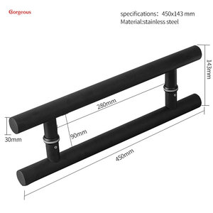 Muhteşem Modern sürgülü cam tasarımcı banyo otel duş ana H şekli 400mm uzunluk çift yan sürgülü kapı kolu paslanmaz - Product Image 2