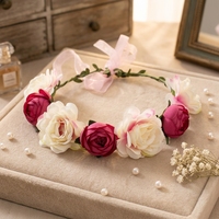 Couronne de fleurs pour demoiselle d'honneur, bandeau de mariage, guirlande de cheveux, coiffe bohème, bandeaux floraux de mariée