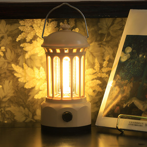 Camping <b>Lantern</b> Rechargeable USB Warm White Plastic Night Light Table Lamp Decorative Ambient Light For Indoor Outdoor Use - Product Image 1
