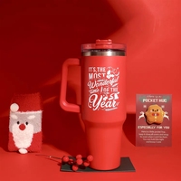 Panier-cadeau de Noël personnalisé avec logo, comprenant un gobelet, une bougie parfumée, des chaussettes douillettes et un ensemble de soins pour le corps pour femmes