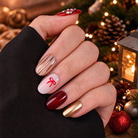 Ongles à presser personnalisés pour Noël, motif bonhomme de neige, carrés moyens, en acrylique, couverture complète, pour grossistes en produits de beauté