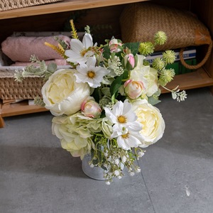 Bouquet de fleurs artificielles CallaFloral, roses mélangées, tissu tissé en plastique, décoration d'intérieur, accessoires de photographie de mariage CF01479 - Product Image 1
