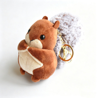 Porte-clés en peluche écureuil moelleux avec grande queue, pendentif mignon pour sac