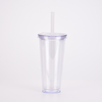 Nouveau Gobelet en Plastique Double Couche Grande Capacité 2026 avec Paille à Grand Trou pour Perles BOBA, Portable pour Thé au Lait et Utilisation Extérieure