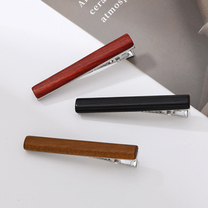 Pince à cheveux artisanale en bois naturel, petite et rectangulaire, en bois d'ébène, type bec de canard - Product Image 1