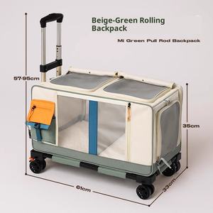 Vente en gros de bagages pour animaux de compagnie avec roues, sac à dos portable d'extérieur, grande capacité, poussette multi chat de grande taille, cage montée sur voiture pour chien - Product Image 5