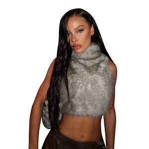 10397 New Sey Neck <b>Fur</b> Zipper Vest Top for Autumn and Winter - Product Image 5