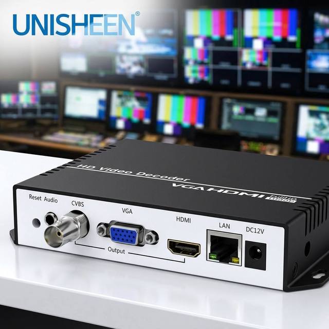 Unisheen JM3500C H.264 H.265 4K UHD Hardware Stream Decoder With Triple Output HDMI VGA CVBS and PIP