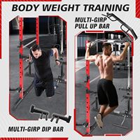 IUNNDS OEM Cage de musculation en métal multifonctionnelle, rack de musculation réglable, système de croisement de câbles, accessoire d'entraînement des biceps, rouge, salle de sport à domicile