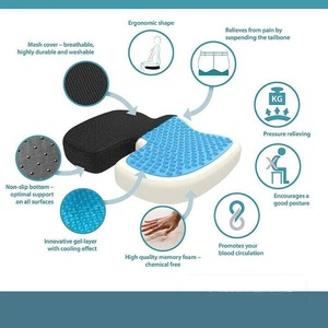 เบาะรองนั่งเจล 46x36x8 ซม. รูปตัวยู สำหรับสำนักงาน รถยนต์ รองรับสะโพกสำหรับสตรีมีครรภ์ พร้อมปลอกผ้ากำมะหยี่ - Product Image 2