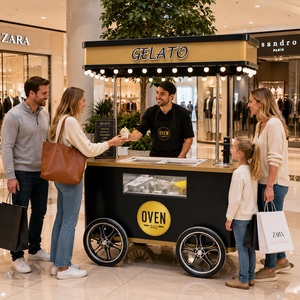 Chariot mobile électrique italien pour la vente de gelato en extérieur avec congélateur intégré pour la distribution de glaces - Product Image 1
