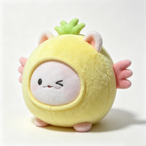 Custom Squishy Round Pineapple Costume Plush Doll, Cute Wink Face Fruit Axolotl <b>Cat</b> Plush, Pineapple Axolotl <b>Cat</b> Plush Toy Round - Product Image 2