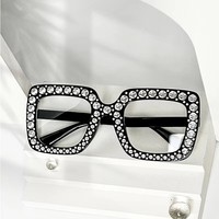 Lunettes de soleil pour femmes, lunettes de soleil carrées blanches avec diamants, lunettes de soleil rétro pour femmes, lunettes de soleil de créateur à monture carrée surdimensionnée