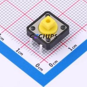 TS-1094T-B3D2-T-Y Tactile Switch Through hole Component (THT)-4P,12x12mm Switch 2.5N Through Hole 12mm 12mm - Product Image 1