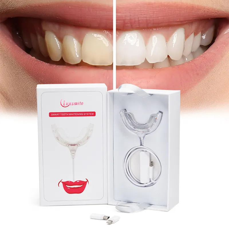 Bonito sorriso logotipo privado negócio 35 gel profissional de não peróxido branquear casa usb led kits de clareamento dos dentes