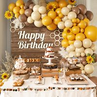 Kit d'arche de ballons jaune, marron, beige, tournesol et herbe de la pampa, kit de guirlande de ballons en latex rustique, décorations pour fête de baby shower