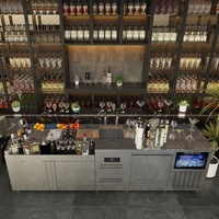 Stasiun Bar Koktail OEM Mixologist dari Baja Anti Karat, Portabel untuk Luar Ruangan, Stasiun Bartender Modular, Meja Bar Bartender