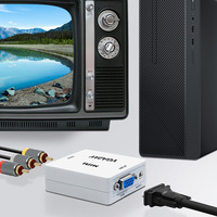 Konverter Mini AV2VGA 1080P RCA ke VGA Adaptor Upscaler untuk Konsol Game Retro PS2 Pemutar DVD Monitor