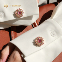 Penutup Kancing Baju Wanita HONMEO Mewah dari Paduan Seng dengan Enamel dan Mutiara, Penjepit Penutup Kancing