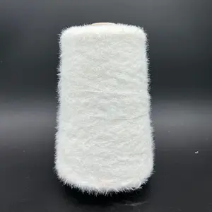 Benang bulu nilon 13NM 1.3cm, benang cerpelai tiruan putih FD untuk sweater