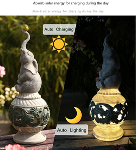Statua Solare a Forma di <span class=keywords><strong>Elefante</strong></span> su Globo con Design di Farfalle <span class=keywords><strong>e</strong></span> Uccelli, Decorazione da Giardino per Esterni, Accensione/Spegnimento Automatico, Statua LED per Regalo Festivo - Product Image 5