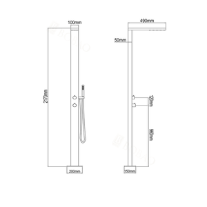 Grifo de <span class=keywords><strong>Ducha</strong></span> Moderno Cuadrado de Acero Inoxidable 304, de Pie, con 2 Funciones, para <span class=keywords><strong>Piscina</strong></span> Exterior, con <span class=keywords><strong>Ducha</strong></span> de Mano - Product Image 5
