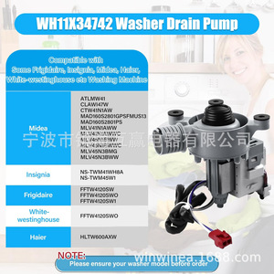 Pompe de vidange pour machine à laver Wh11x34742, 110 V, électrique, en plastique, pièce durable pour appareil de lavage - Product Image 2