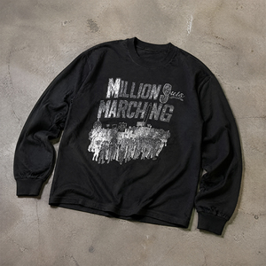 Sudadera de Algodón Grueso de 300g de Calidad Premium al por Mayor, Sudadera con Estampado Gráfico Vintage Million Souls Marching, Sudadera de Moda Urbana para Hombre - Product Image 1