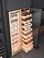 Réfrigérateur à vin et cigares à deux portes avec écran tactile de contrôle de la température, étagères réglables, humidité 60-80% pour usage domestique