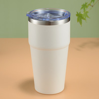 Gobelet isotherme de voyage en acier inoxydable à double paroi sous vide de 16 oz pour voiture, personnalisé pour l'extérieur, tasse à café thermos sport, maintien thermique 12-24h