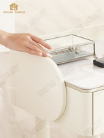 Coiffeuse de chambre en pierre frittée extensible multifonctionnelle avec miroir et tiroirs