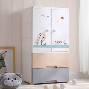 Design pastorale doppia porta di accesso in plastica <span class=keywords><strong>per</strong></span> bambini <span class=keywords><strong>armadio</strong></span> <span class=keywords><strong>per</strong></span> bambini camera da letto guardaroba con cassetti - Product Image 2