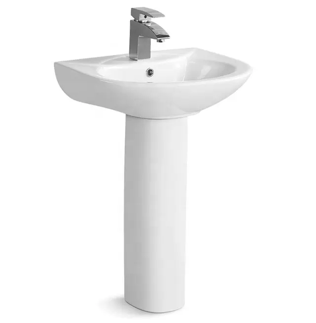 クラシックな台座付きバスルーム洗面台セラミック手洗い洗面台シンクを備えたカスタム衛生陶器洗面器