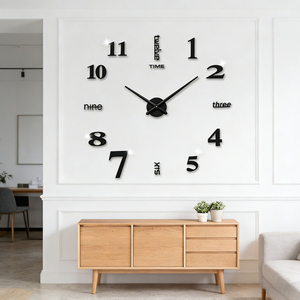 SY87 autocollant mural décoratif 3D sans cadre numérique bricolage <span class=keywords><strong>horloge</strong></span> murale usine pas cher en gros maison salon acrylique aiguille résine - Product Image 1