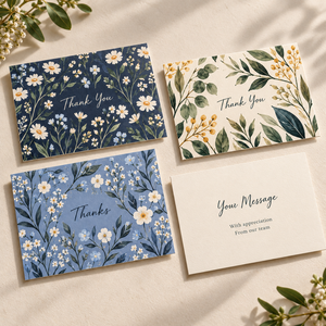Cartes de remerciement élégantes à l'<span class=keywords><strong>aquarelle</strong></span> florale, personnalisables, motifs naturels de <span class=keywords><strong>feuilles</strong></span> florales, pack de cartes de remerciement pour mariage - Product Image 6