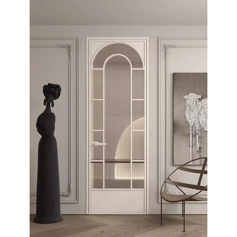 עיצוב דלת פנים צרפתית יוקרתית מעץ דלת זכוכית עם מסגרות עץ