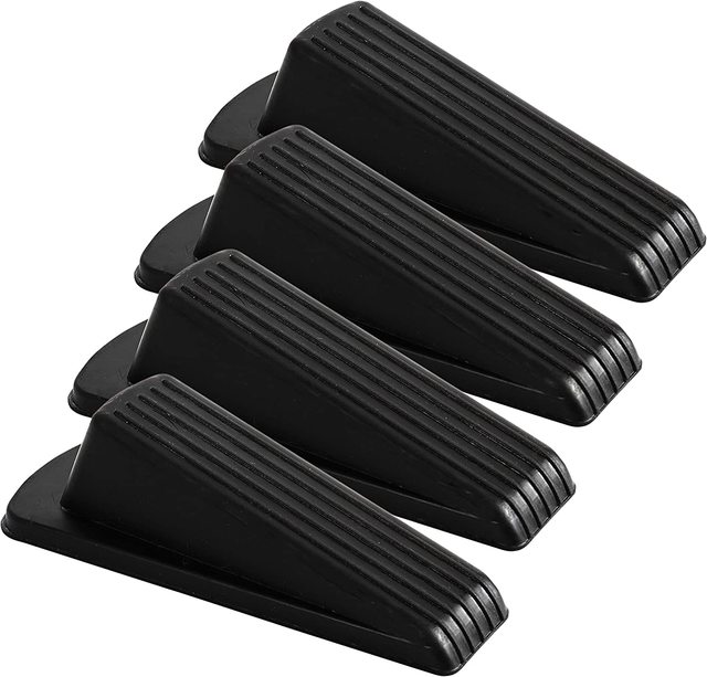 Black Security Door Stopper Heavy Duty Floor Rubber Pad Door Stop Wedge Door Holder