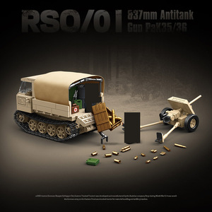 Bloques de Construcción de Tanque Destructor de Cañones, Modelo de la Segunda Guerra Mundial, con 3 Figuras - Product Image 6