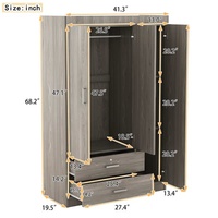 Armoire à 3 portes avec étagères, 2 tiroirs et miroir de dressing intégré