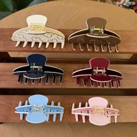 Pince à cheveux en acétate de style coréen Liwu, 10 cm, trois couches, fleurs gravées, couleur unie, design classique, pour femmes