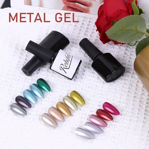 Toptan Metal jel lehçe Oem 12g kavanoz konteyner metalik jel boya jel tırnak