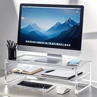 Support d'écran en acrylique de qualité supérieure, grand support d'ordinateur en acrylique cristallin, support de bureau pour ordinateur portable, pour la maison, le bureau, l'imprimante, l'écran de télévision, le clavier